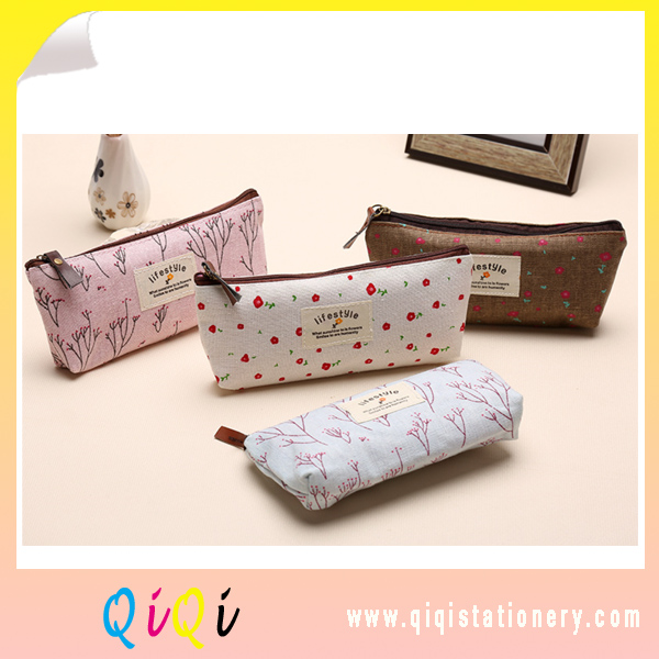 Fabric floral pencil case pencil bag