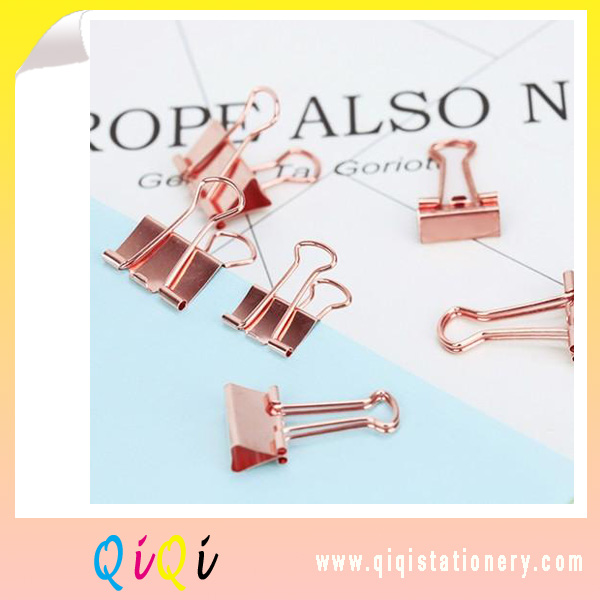 Rose gold color paper binder clip different kinds paper clips 