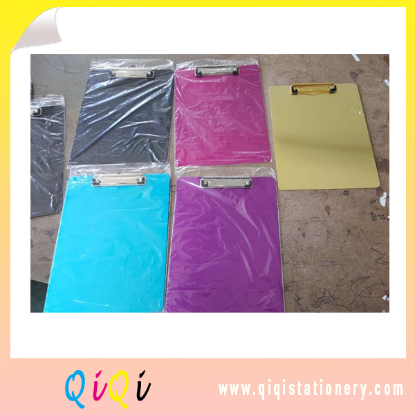 Colored gold red black Aluminum clipboard with clip holder