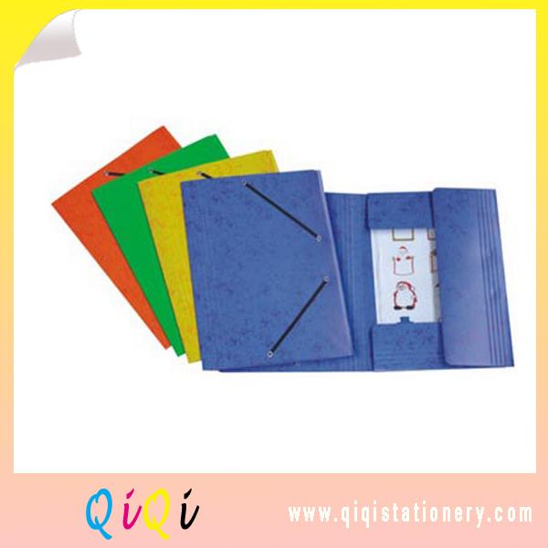 three flap paper file folder with elastic closure